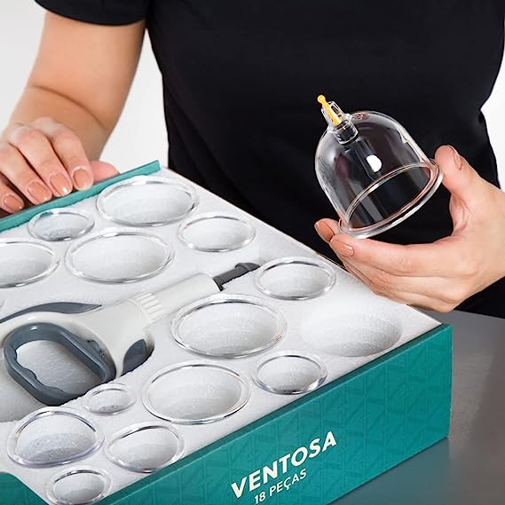 Kit Ventosa Com 18 Copos e Bomba de Alta Sucção Ventosaterapia Massoterapia – Zenai - Imagem 3